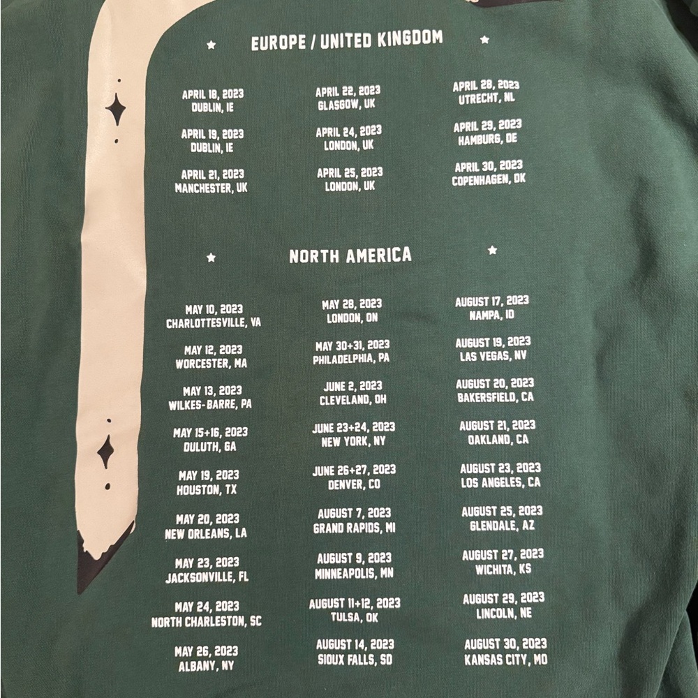 Zach Bryan 2023 Burn Burn Burn World Tour Green Hoodie, XL - Picture 5 of 7